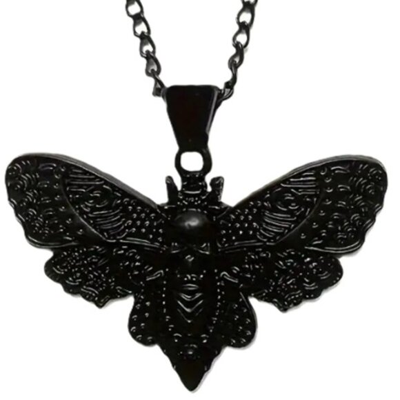 d'Vine Products Jewelry - Vintage Gothic Style Butterfly Moth Skull Pendant Necklace Intricate Detailing